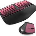 Ergonomic Wireless Keyboard and Mouse Set Wireless Keyboard Silent Mice Set with Wrist Rest for Computer, Laptop, PC, Mac, Windows Black Pink