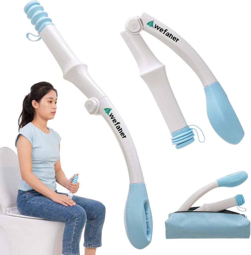 Foldable Toilet Aid, 15.6 Long Comfort Wipe Wand Bottom Buddy Toilet Self Tissue Aids for Toileting, Self Help Wipe Butt for Overweight Limited Mobility,Elderly, Pregnancy