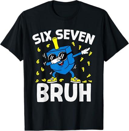 Boys Hanukkah 67 Six Seven Bruh Dabbing Dreidel Chanukah Kid TShirt, Black, Small
