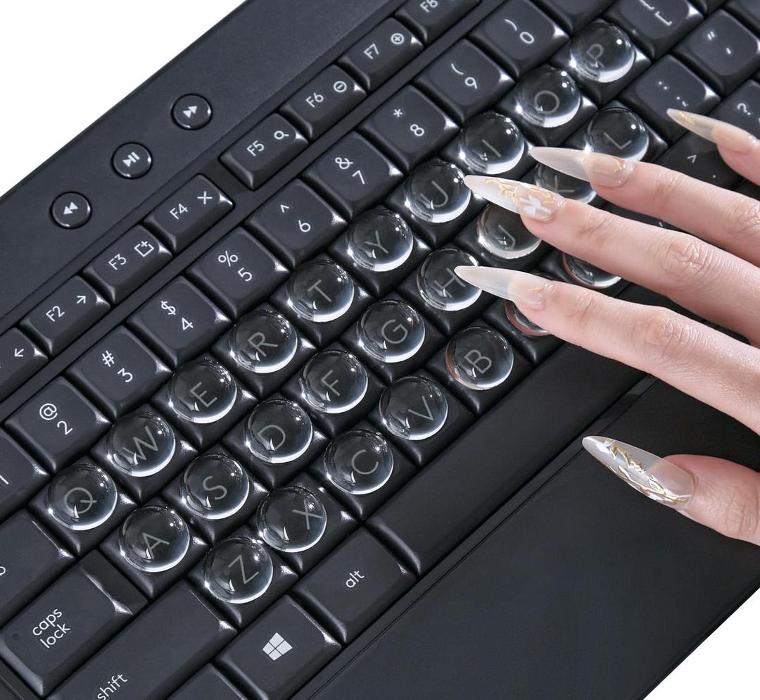 Keyboard Stickers for Long Nails - Clear Glass Long Nail Keyboard Cover, Raised Nail Art Typing Sticker for Laptop, Desktop, PC & Calculator Keycap Device - 54PCS(0.63 x 0.31 inch)