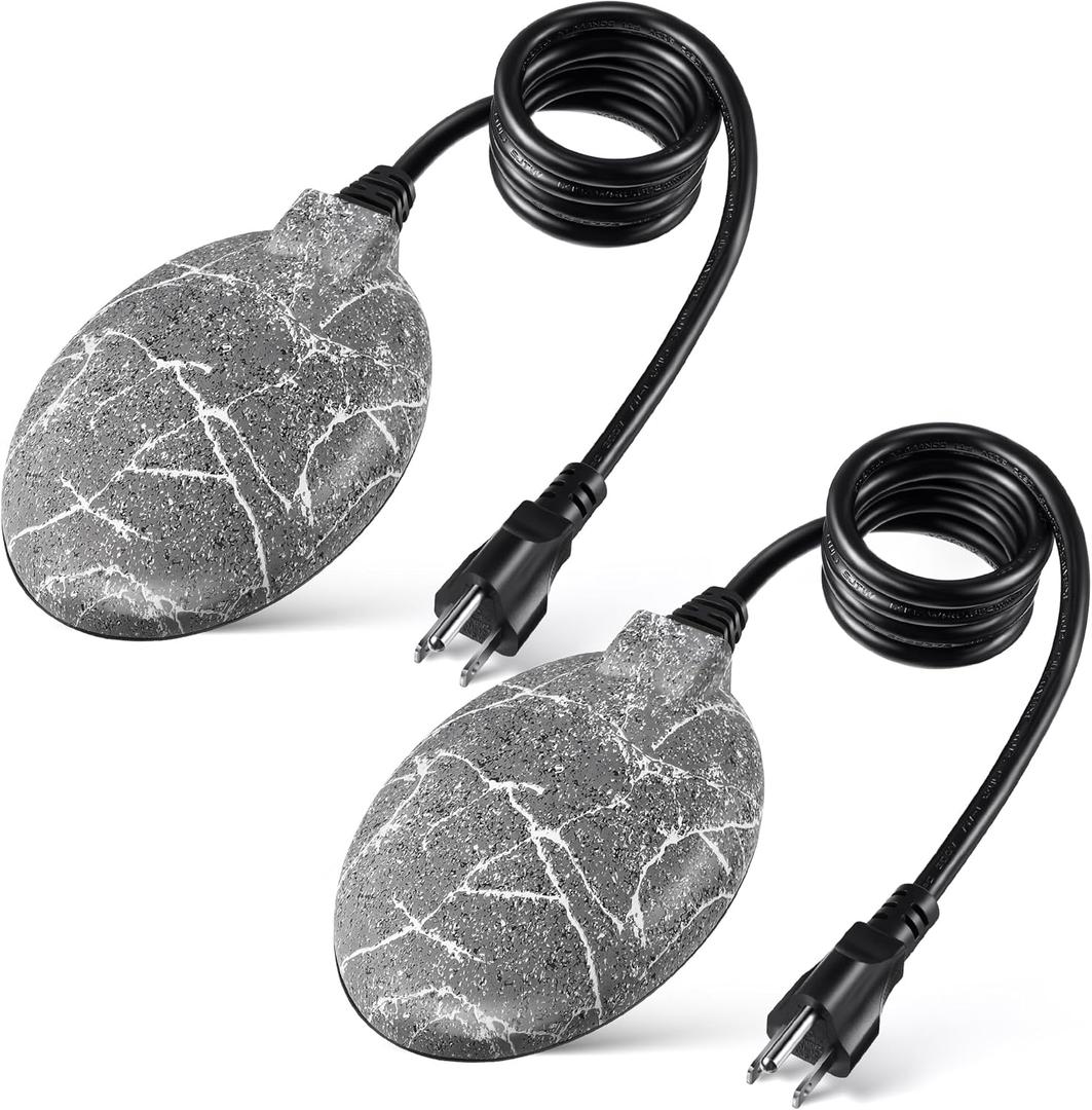 2 Pack Upgrade Bird Bath Heater for Outdoors in Winter, Pond Deicer 60 Watts Birdbath Deicer Water Heater Thermostatically Controlled with Auto Shut off Function for Patio Lawn (Frosted Gray)