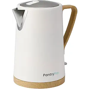 1.7L 1500W Rapid-Boil Electric Kettle - Stainless Steel Interior - Auto Shut-Off, Boil-Dry Protection, LED Indicator, Wide Opening 