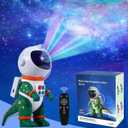 Galaxy Star Projection Night Light, Dinosaur Astronaut Space Projector with Timer, Remote Control, 8 Lighting Modes, Green Nebula Effects for Kids Room Ceiling Decor(Green)