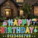 Yerliker 16 Pcs Happy Birthday Yard Signs with Stakes, 32.8 ft LED Lights, 42 Pcs Number Stickers, 13.4 Inch Letters Signs for Birthday Party Supplies Yard Lawn Outdoor Decoration(Colorful)