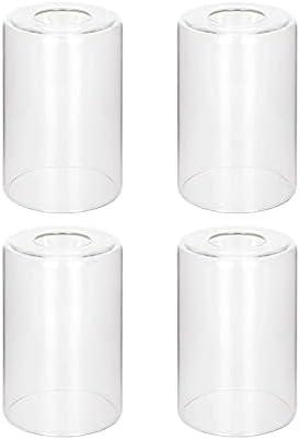 Eidonta 4 Pack Clear Glass Shade Covers Replacements, 5.5in Height, 3.5in Diameter, 1.65in Fitter, Eidonta Clear Cylinder Glass Lamp Shade Replacement Globe for Chandelier Pendant Wall Sconces