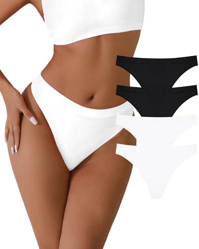 Jijivisha 4 Pack Seamless Women Underwear Thongs No Show Ladies Panties Breathable Sexy Low Rise Bikini Panties Size M