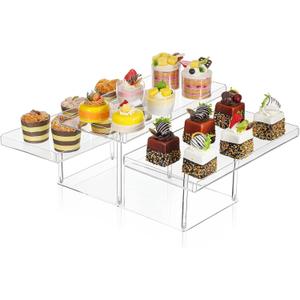 Grevosea Dessert Table Display Set, Clear Dessert Cupcake Stand 3-Tier Acrylic Tiered Serving Tray for Table Display Clear Buffet Risers Cupcake Stand Holder for Weddings Birthday Tea Party