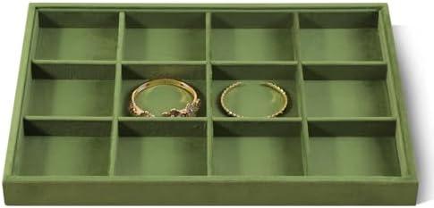 Yinbeini 12 Grid Velvet Jewelry Tray, Stackable Bracelet Bangle Watch Organizer, Premium Display Tray for Counter Drawer Showcase (Grey) 2-Count