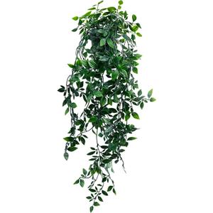 Artificial Hanging Plants for Shelf, Fake Potted Greenery 1-Pack Faux Mandala Vines in Black Pot, Dcor for Office Living Room Bathroom Indoor Outdoor