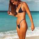 XUNYU Thong Bikini Sets for Women - Brazilian Micro String Bikinis Sexy Two Piece Swimsuit Triangle Top Halter Bathing Suits (Black, M)
