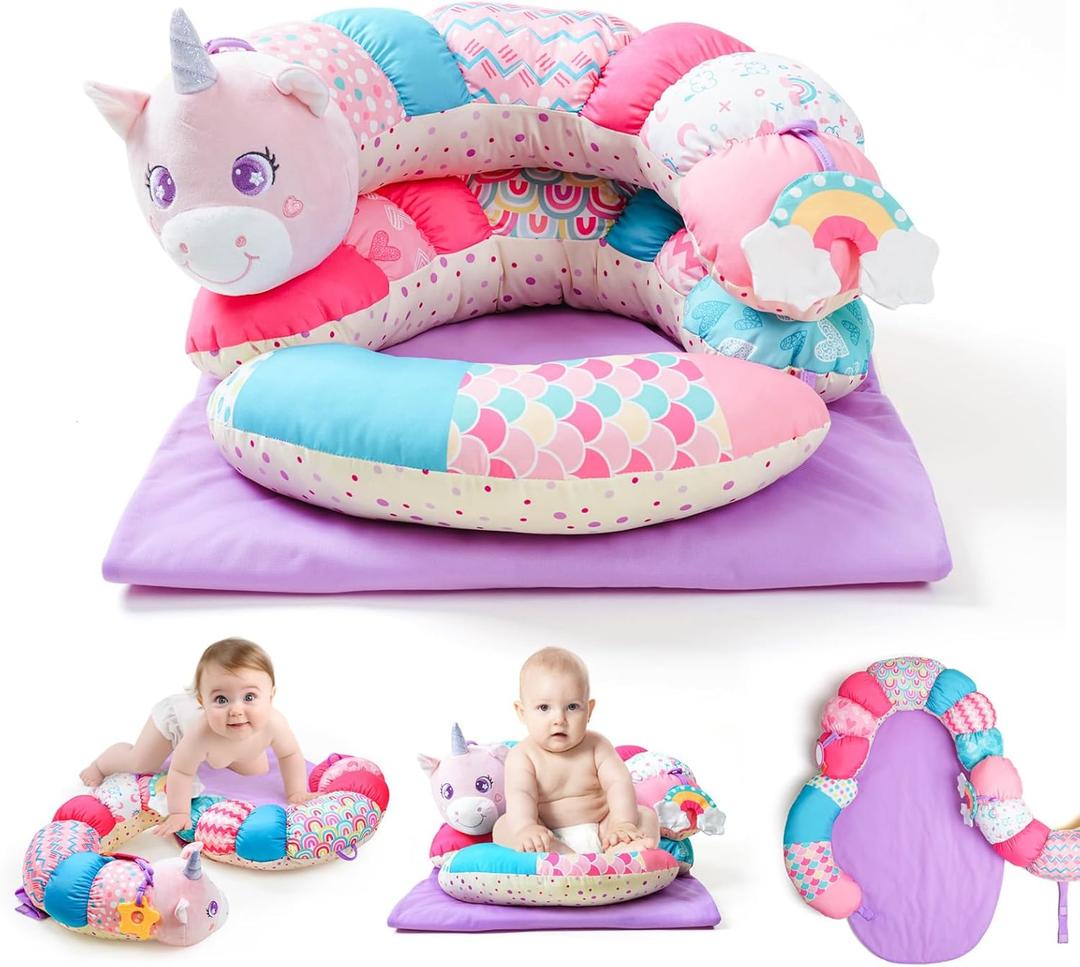 Koty Tummy Time Toys, 2-in-1 Animal Tummy Time Mat & Seated Support Pillow, Baby Toys 0-6 Months, Sensory Play Developmental Newborn Baby Shower Birthday Gifts for Boys Girls