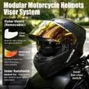 VCOROS Flip Up Modular Motorcycle Helmet VS208 DOT Approved Dual Visor, XL