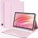 Keyboard Case for Amazon Fire HD 10/10 Plus 10.1 inch, Detachable Keyboard with Type-C Charging Port Cover (Pink+Pink)