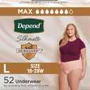 Depend Silhouette Adult Diapers, Incontinence & Postpartum Bladder Leak Underwear for Women, Maximum Absorbency, Large, Pink, 52 Count (2 Packs of 26),