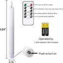 GenSwin Flameless White Taper Candles Flickering with 10-Key Remote, Battery Operated Led Warm 3D Wick Light Window Candles Real Wax Pack of 6, Christmas Home Wedding Decor(0.78 X 9.64 Inch)