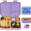 MaMix Kids Lunch Box Stainless Steel,3 Compartments Leak-Proof Bento Box for Kids for Sandwich, Lunch Containers Freezer Safe (purple)