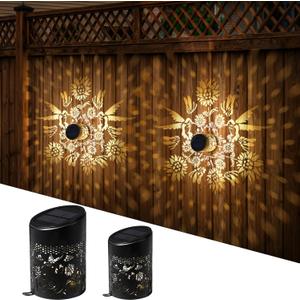 FabStyl Solar Outdoor Fence Lights Decoration 1 Pack, Solar Wall Step Deck Lights Outdoor Garden Decor with Hummingbird Sunflower Theme for Yard Art Porch Patio Backyard, Gifts for Mom Women