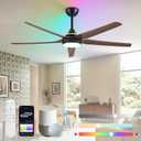 Fanbulous 56'' Smart Ceiling Fans with RGB Lights, Modern Ceiling Fan with Alexa/App/Remote Control, Dimmable LED Light, Reversible DC Motor, for Living Room, Bedroom, Game Room, Walnut