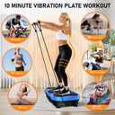 Vibration Plate Exercise Machine, 130 Levels Full Body Workout Vibrating Plate for Lymphatic Drainage Weight Loss, 450 Lbs Capacity Shake Platform with Resistance Bands Bluetooth for Women Men, Blue