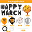 Soulchen 47 Pcs March Basketball Party Madness Decorations Balloons 16 Inch Happy March Banner 12/18 Inch Black Orange Metallic Silver Confetti Foil Balloon for Sport Birthday Party Supplies
