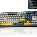 AULA F108 PRO - Wireless Mechanical Keyboard with Screen&Knob,Hot Swappable Gaming Keyboard with 8000mAh Battery,Pre-lubed Switches,RGB Backlit,PBT Keycaps Creamy Sounding Computer Keyboards,104 Keys (Gray&Yellow)