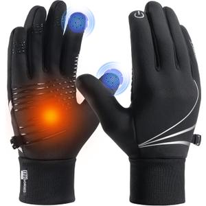 Thermal Gloves for Men Women, Winter Windproof Anti-Slip Touch Screen Running Gloves for Driving Riding Cycling Hiking, LYX-ST-TM04-HEI-L, Black-04