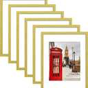 PEALSN 11x14 Picture Frame Set of 6, Display Pictures 8x10 with Mat or 11x14 without Mat for Wall Mounting or Table Top Display, Photo Frames Collage for Wall Decor, Gold