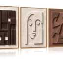 CHDITB 3D Large Geometric Relief Wall Art, Neutral Minimalist Wall Decor