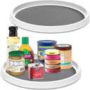 Set of 2, 12 Inch Non-Skid Lazy Susan Organizer, Pantry Lazy Susan Turntable for Cabinet, Kitchen Cabinet Organizer, Pantry Organization and Storage -White/Gray