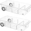 Fridge Organizer Bins With Wheels, 2 Pack Roll Out Refrigerator Organizers And Storage Refrigerator Drawer With Dividers, Upgrade Thick Plastic Pantry Storage Bins, Kitchen Organization