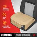 Motor Trend Seat Covers for Cars Trucks SUV, Faux Leather Beige Padded Seat Covers with Storage Pockets, Premium Interior Car Seat Cover, 2 x Front Seat Covers