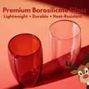Double Wall Glass Cup Set of 2 - Insulated Coffee Mugs for Hot&Cold Drinks Home Caf Colored Premium Borosilicate Glass in Amber Brown/Rose Pink