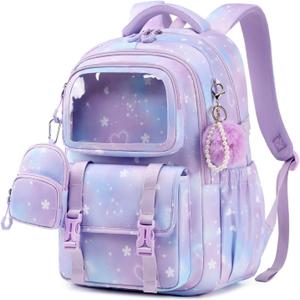 Girls Backpack, Kawaii Kids Backpacks for Girls Multiple Pockets School Bookbag for Primary Elementary School