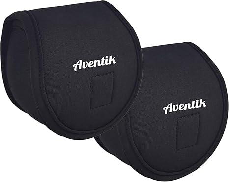 Aventik Neoprene Fly Fishing Reel Case Pouch Cover Fitting 5/6 7/8wt Fly Reel Storage (Black, 2-PACK 5/6)