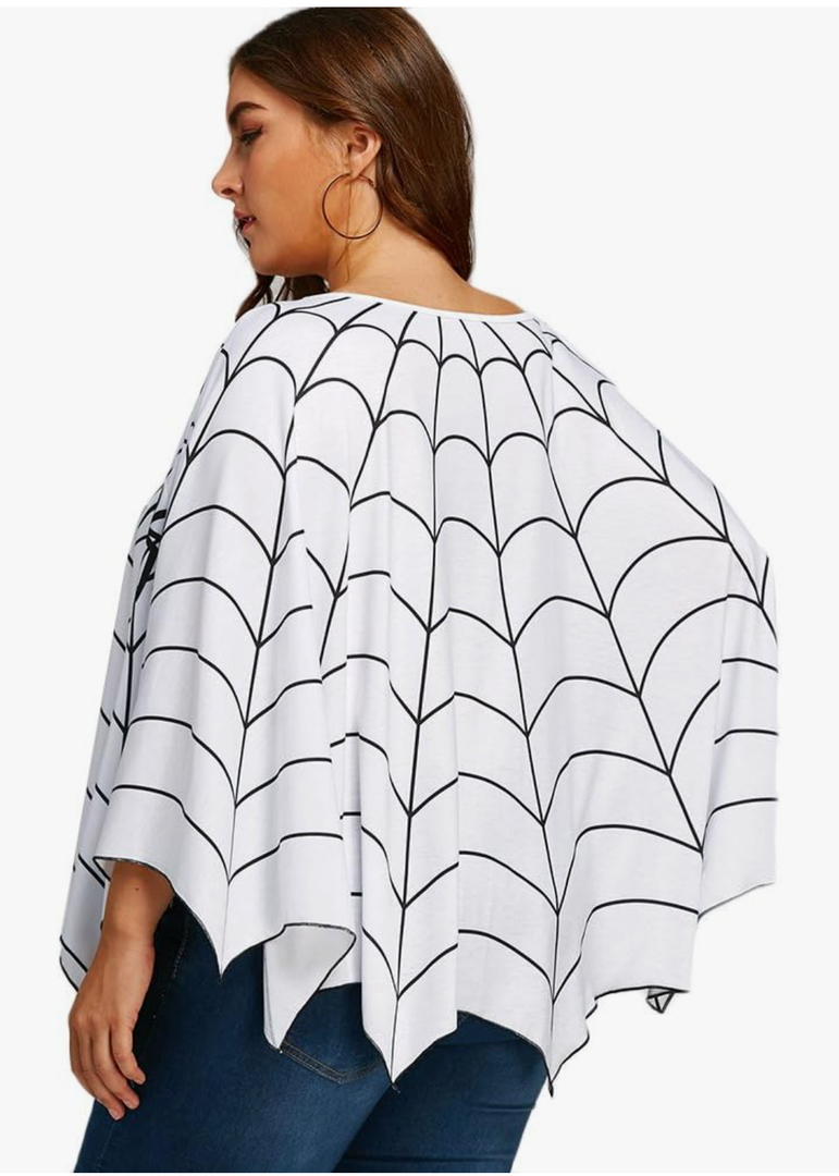 Women's Halloween Costumes Spider Web Poncho Shawl Cape Rave Party Cosplay Tops Blouse, One Size,  (Pack of 4)