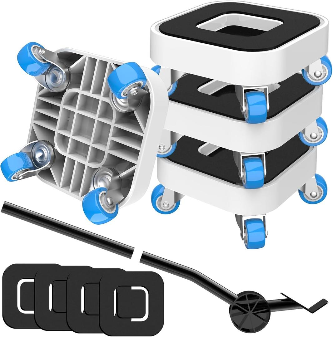 New Upgrade Furniture Sliders, Furniture Movers with Wheels, Furniture Lift Mover Tool Set with 360 Rotatable Wheels, Furniture Dolly for Moving Heavy Duty Sofa, Bed, Load Capacity Up to 750lb (1in wheels + 1 pry bar)