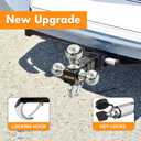 ORCISH Tri-Ball Trailer Hitch with Self-Lock Latch & Hook, Chrome Trailer Ball Size 1-7/8", 2" and 2-5/16", Fit 2 Inch Hitch Receiver, Anti-Theft Locking Tow Hitch Mount, 10,000 lbs Max Capacity