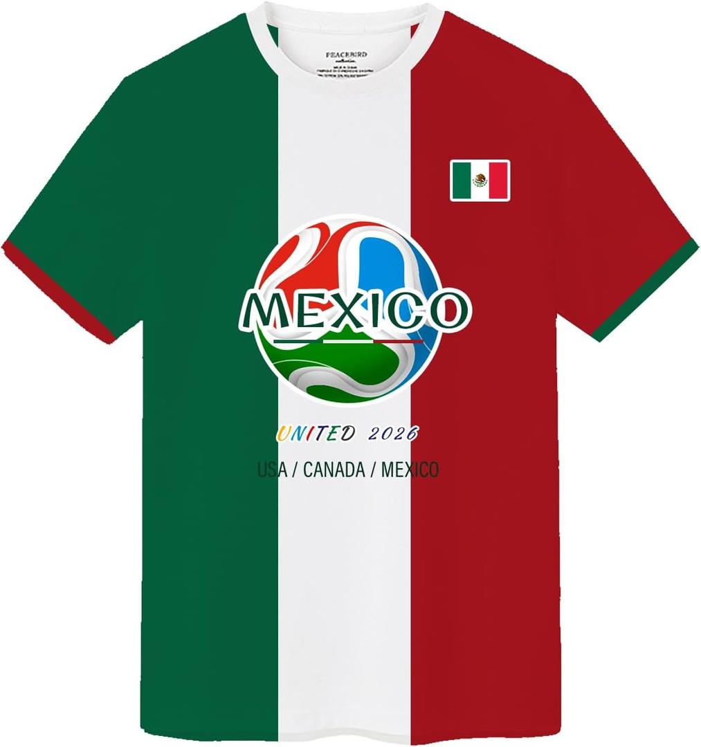 TeeTea Soccer Jersey Size S-L, 2026 North America Soccer Cup Merchandise, Soccer Fan Jersey Breathable, Team Mexico(US, Alpha, Medium, Mexico)