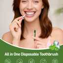 Disposable Mini Travel Toothbrush Bulk with Toothpaste 5in1 60Ct Portable Toothbrushes Set Floss Pick Tongue Scraper Cruise and Travel Essentials (Green)