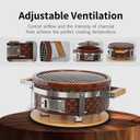 Yakitori Ceramic Charcoal Brown Grill, Round Hibachi Japanese Tabletop BBQ Gill With Grid Lifter and Stainless Steel Grate For Indoor/Outdoor Backyard Cooking, 16"x9"