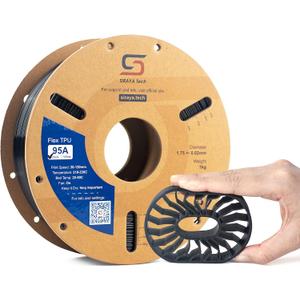 Siraya Tech Flex TPU 95A Filament, ISO 10993, High Flow and High Speed, Flexible and Tough, Easy to Print, Moisture-Resistant Aluminum Resealable Bag - for Footwear, Protective Gear (Black, 1kg)
