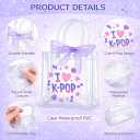 Yebo 24PCS Kpop Theme Party Favor Bags, Clear PVC Gift Bags with Ribbon Bow and Handle, Purple Goodie Bags for Birthday Parties and Celebrations