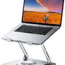 JOYEKY Laptop Stand for Desk, Adjustable Computer Stand with 360 Rotating Base, Ergonomic Laptop Riser for Collaborative Work, Foldable & Portable Laptop Stand, fits for All 10-16" Laptops (Sliver)