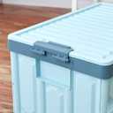 Blue Folding Plastic Stackable Utility Crates 2-Pack, Collapsible Storage Bins with Lids 30L, Durable Containers for Home & Garage Organization