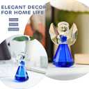 HDCRYSTALGIFTS 3.5'' Blue Crystal Guardian Angel Figurine,Glass Christmas Angel Ornaments Statue Gifts for Women, Art Collectible Figurines for Home Decor