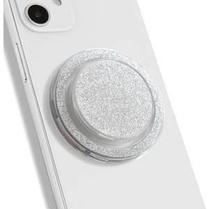 Bling Bling Glitter Phone Grip & Stand - Elegant Magsafe Compatible Phone Holder for Secure Grip and Hands-Free Viewing (Silver)