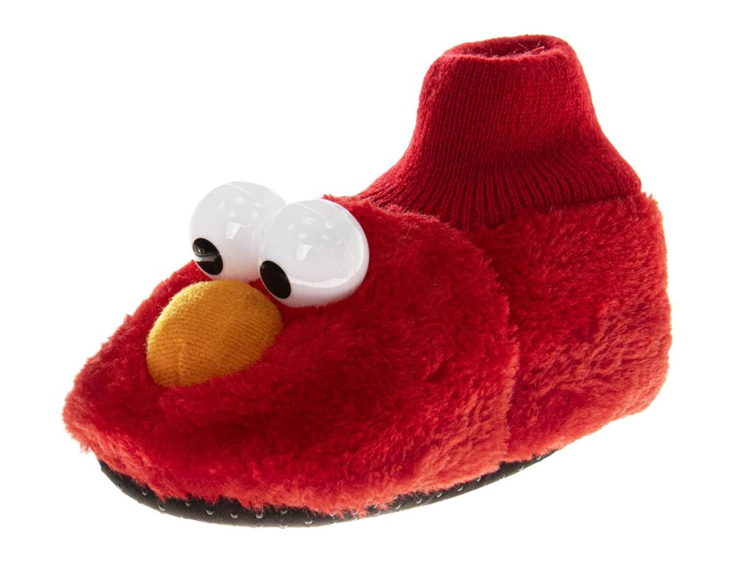 Sesame Street Slipper Puppet House Shoes - Elmo Slipper Kids Girls Boys Warm Plush Sandals - Red 3D Elmo (size 5-6 Toddler) (Red, S)