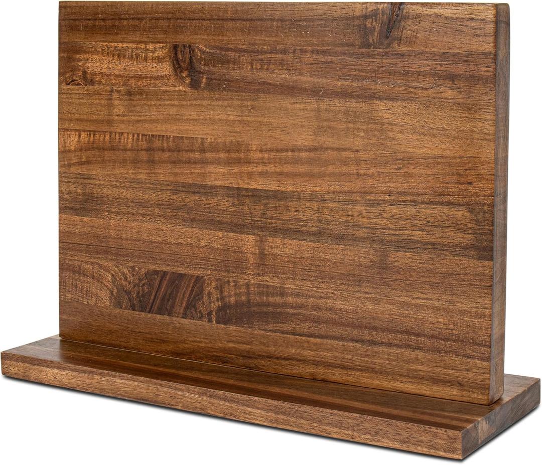 Magnetic Knife Holder,Double Sided Magnetic Knife Block for Kitchen Counter,Acacia Wood Strong Magnet Knife strip