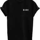 YITAN Letter Funny O Neck Women T Shirts Top (XX-Large, Black)
