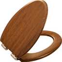 Toilet Seat, Slow Close, Premium Moulded Wood, Quick Release, Red Oak Look, PIKLiDS, Laminated Woodgrain Finish (Elongated)